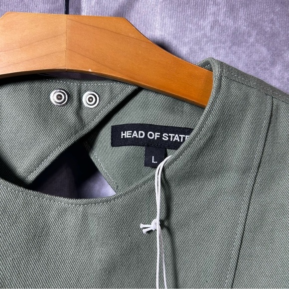 Head of State NWT sz LARGE Green Cutout Denim Crop Top Vest - Picture 4 of 10